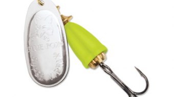"Blue Fox Classic Vibrax Spinner" — Silver-Fluorescent Yellow — №3