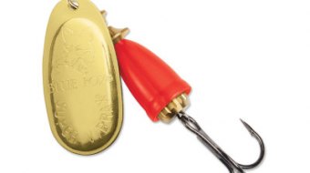 "Blue Fox Classic Vibrax Spinner" — Gold-Fluorescent Red — №1