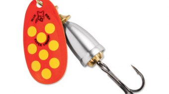 "Blue Fox Classic Vibrax Spinner" — Fluorescent Red-Fluorescent Yellow-Silver UV — №4