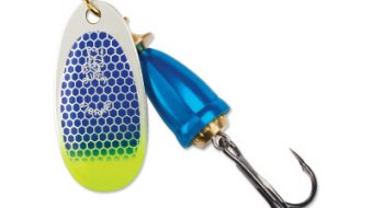 "Blue Fox Classic Vibrax Spinner" — Blue Scale Chartreuse Tip UV — №4