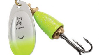 "Blue Fox Classic Vibrax Spinner" — Chartreuse Green Candyback — №2